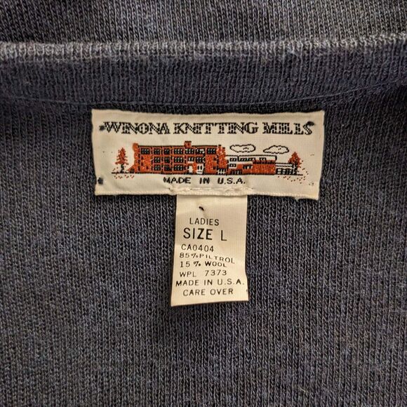 Winona Knitting Mills Women's LG Black V-Neck Sweater Vest Embroidered Flag - Picture 5 of 7